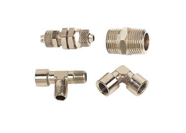 Knurling Nut Type Pneumatic Line Fittings In Brass Nickle Plated Optional Size